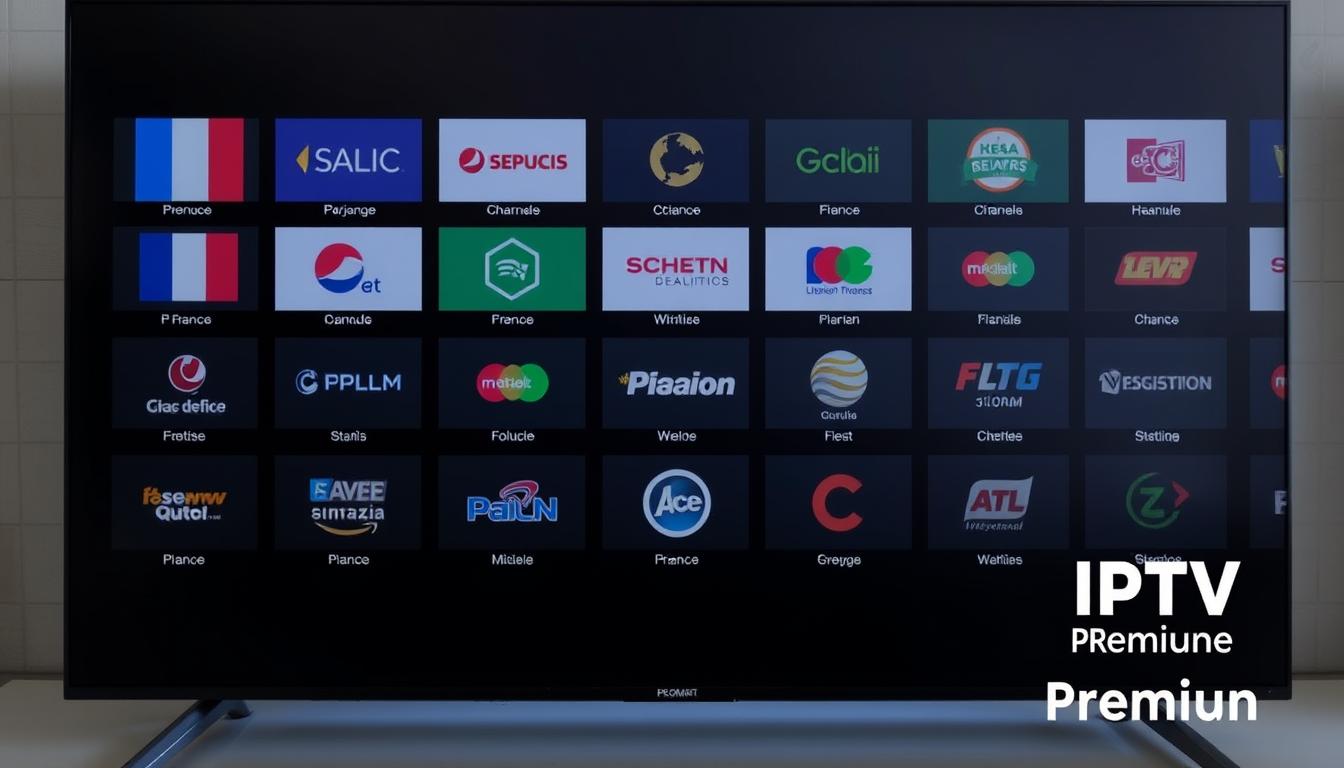 Interface d'IPTV France Premium affichant une grille de chaînes françaises et internationales en haute définition, un des meilleurs abonnements IPTV pour le rapport qualité-prix