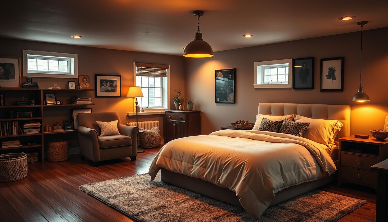 cozy basement bedroom lighting ideas