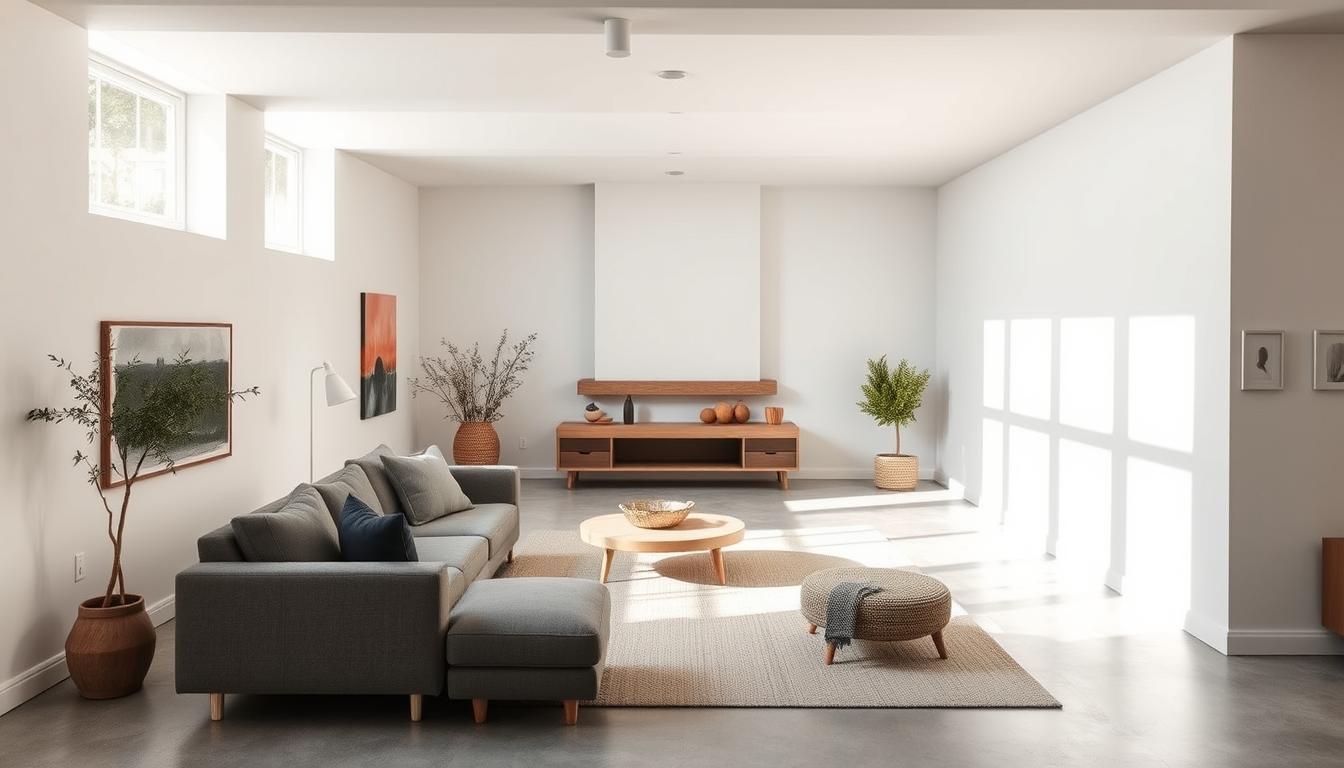 minimalist basement color palette