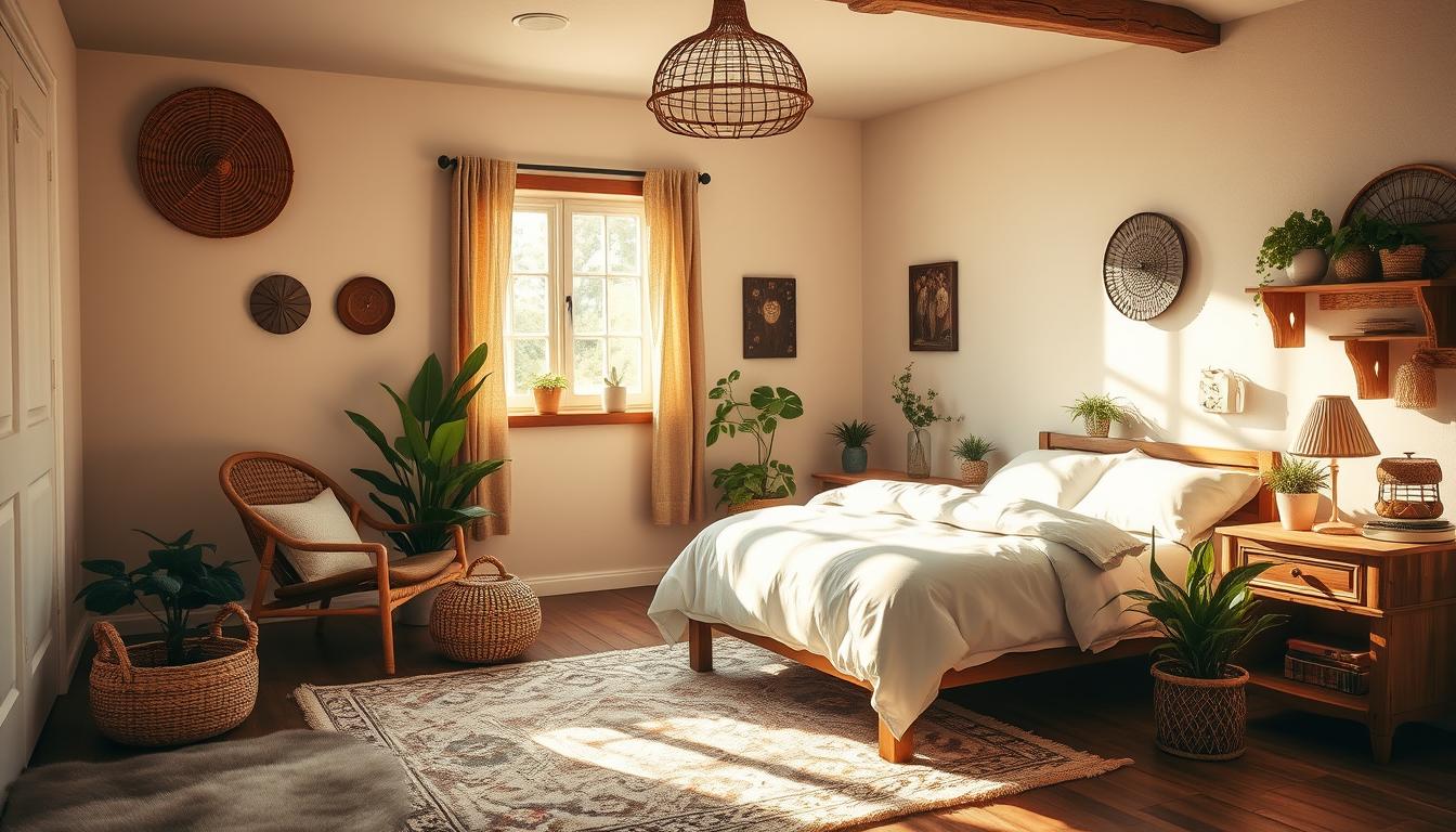 basement bedroom decor with natural elements