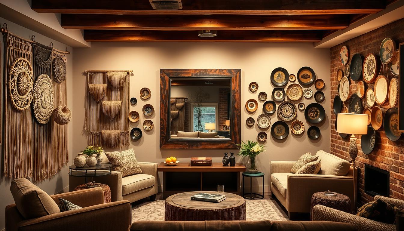 wall decor ideas for basement living space