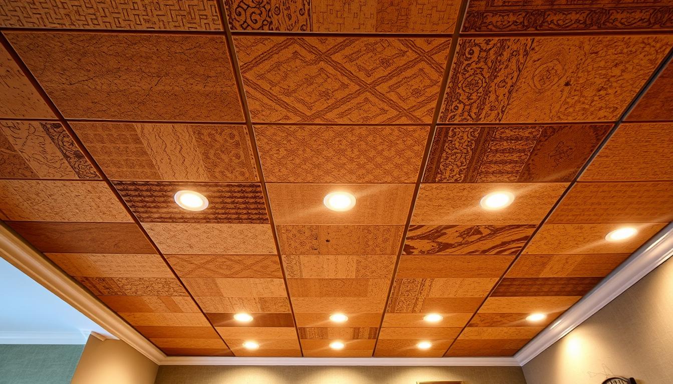 creative basement ceiling designs with cork tiles