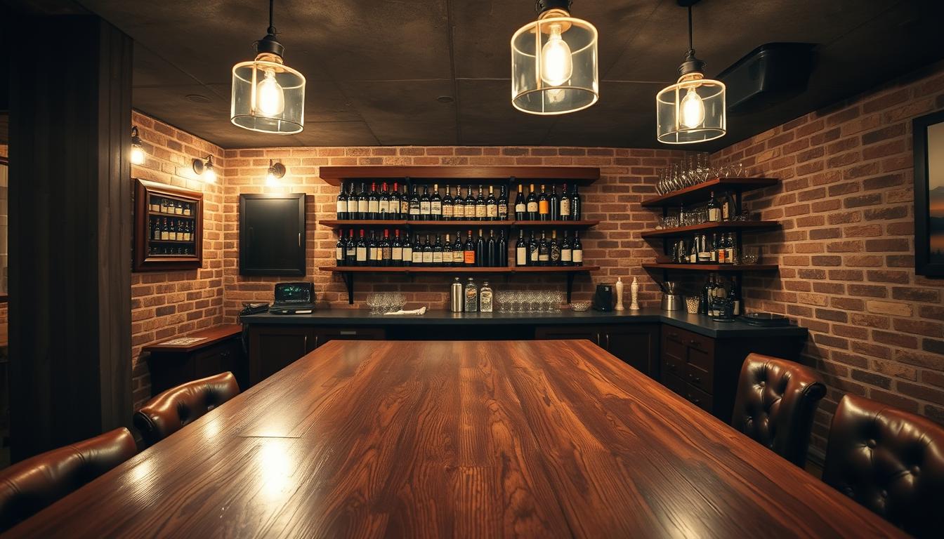 basement bar furniture layout