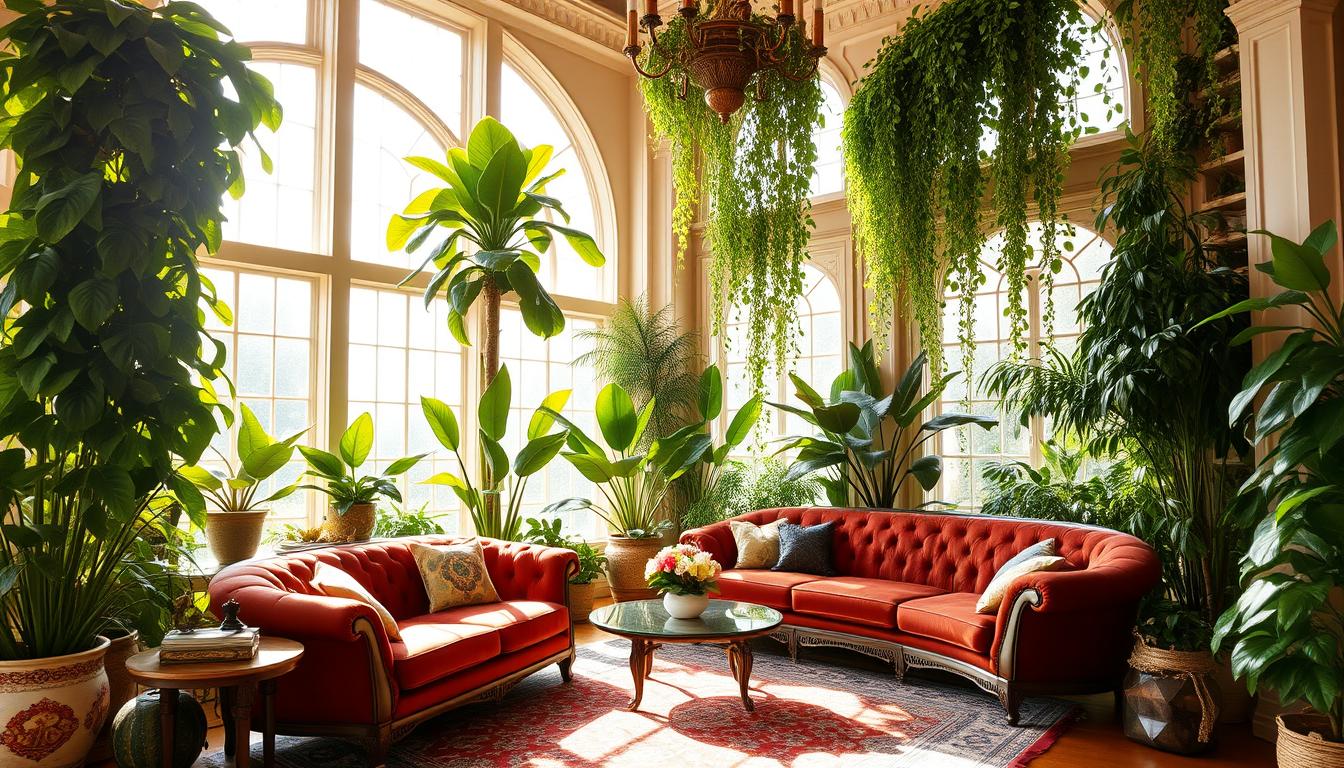 opulent living room ideas with indoor plants