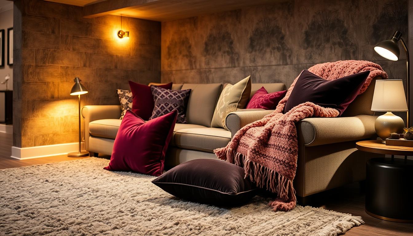 basement makeover textiles