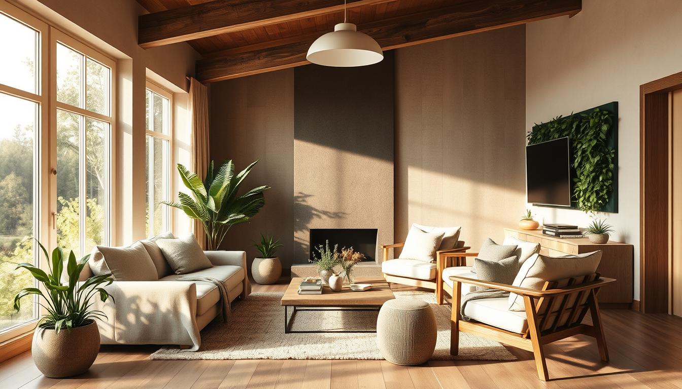 quiet luxury living room design with sustainable materials