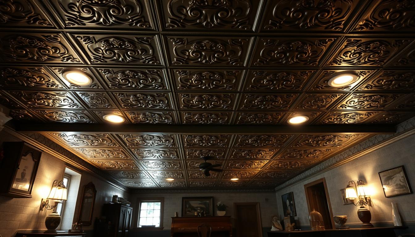 tin ceiling tiles basement decor