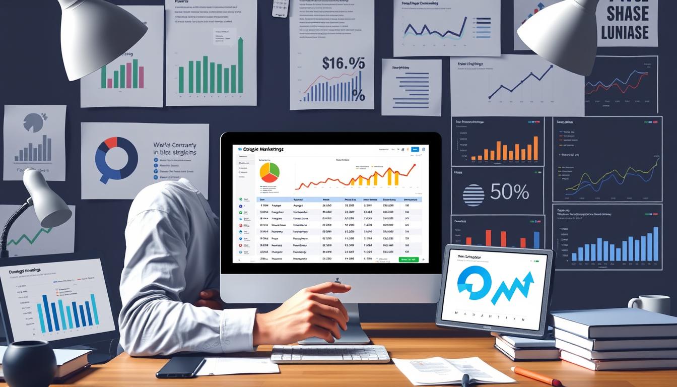 Generate an image of a marketer analyzing WordStream's PPC campaign recommendations.