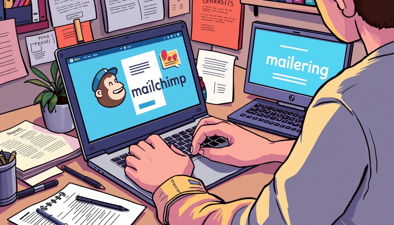 An image of a person using Mailchimp on a laptop