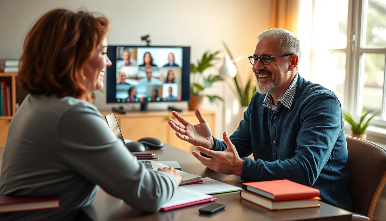 Image of a person teaching online