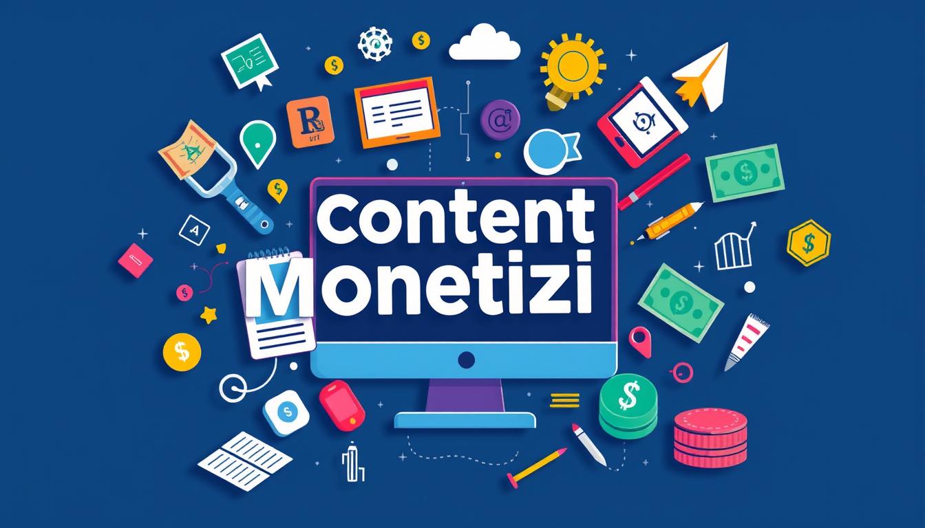 Create a visually appealing image representing content creation and monetization.
