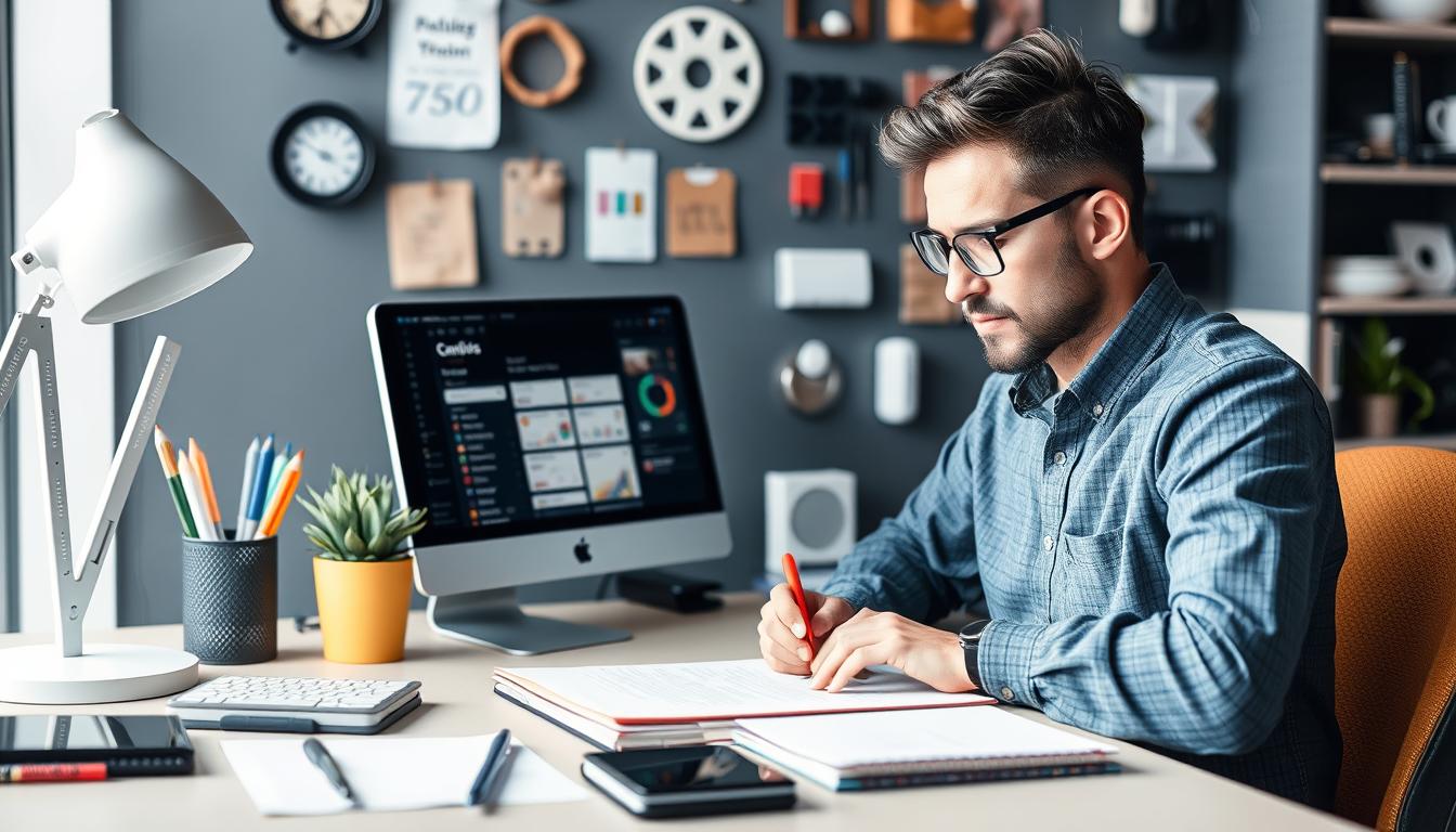 Generate an image of a content creator using Writesonic to produce SEO-optimized content.