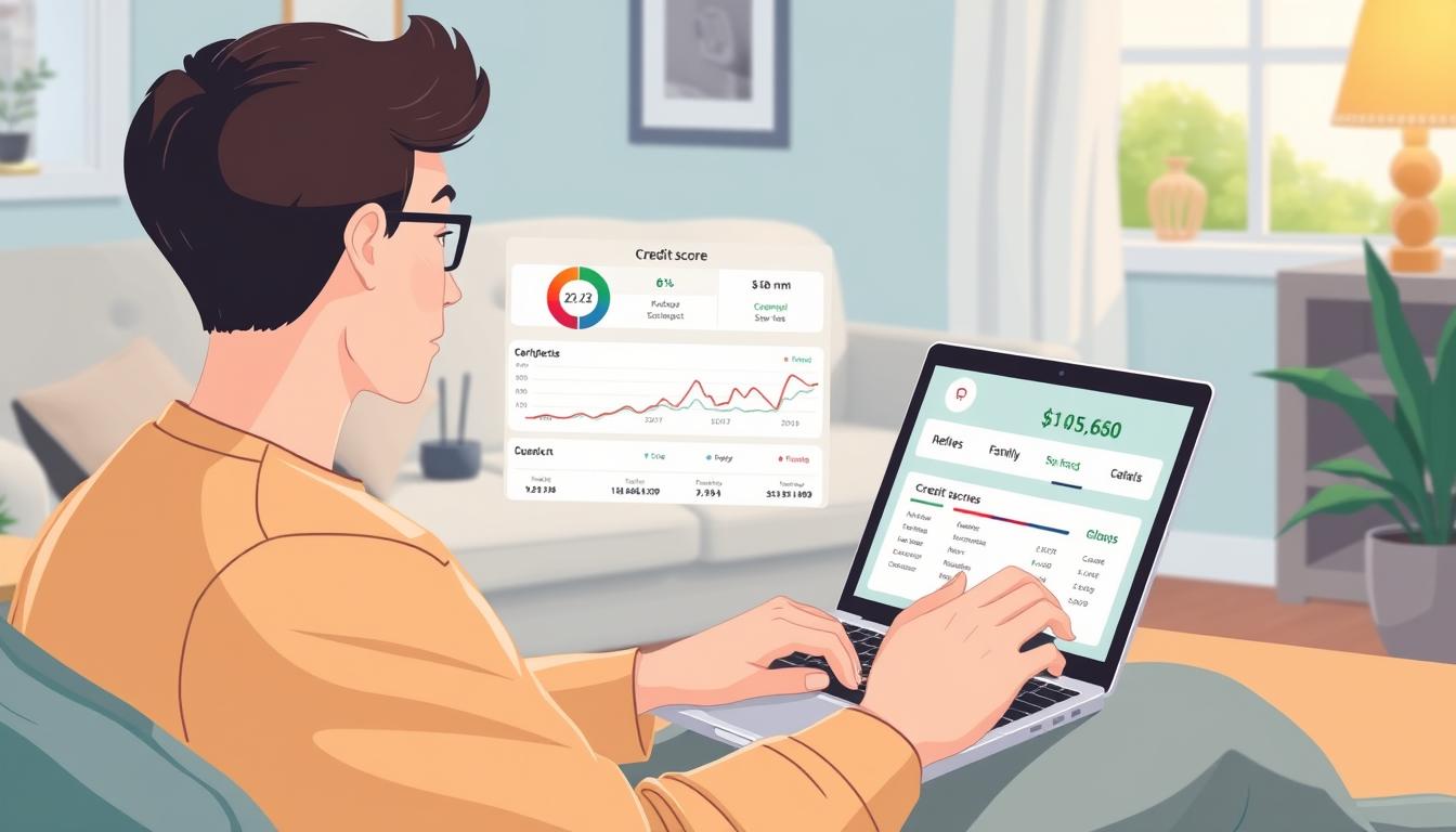 Image of a person checking their credit score on a laptop