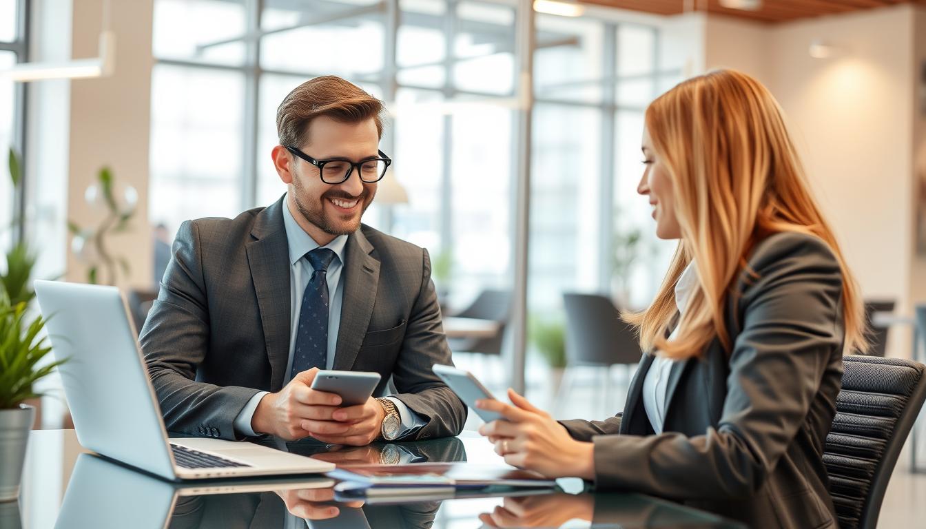 Create an image of a small business professional networking on LinkedIn.