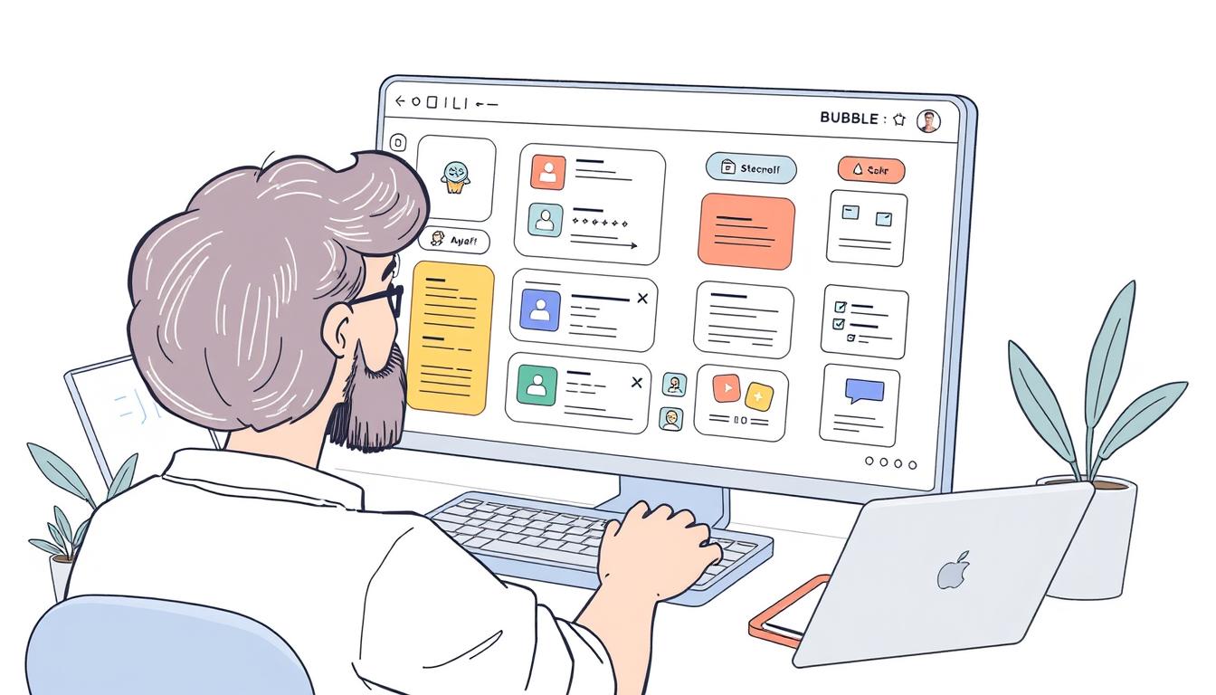 Generate an image of a user creating an app on Bubble's platform