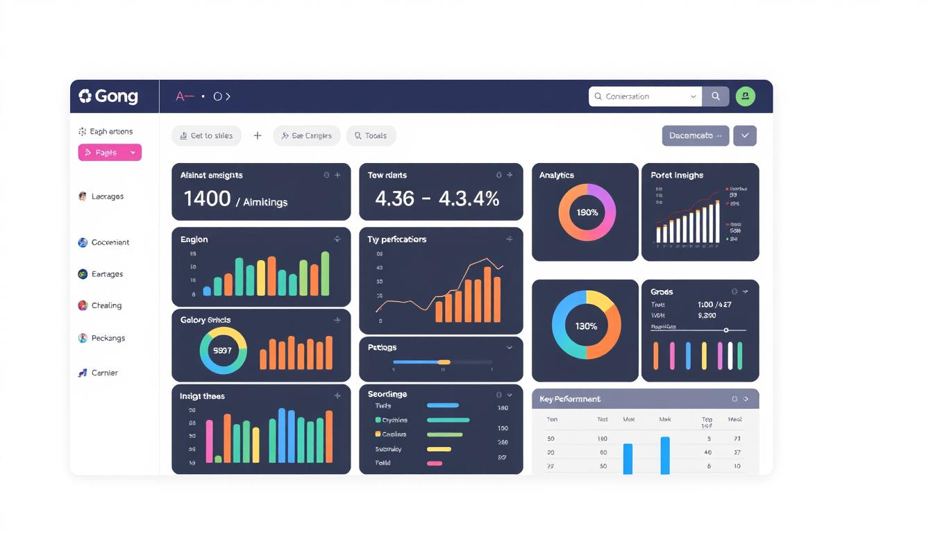 Generate an image representing Gong's analytics dashboard with insights from sales conversations.