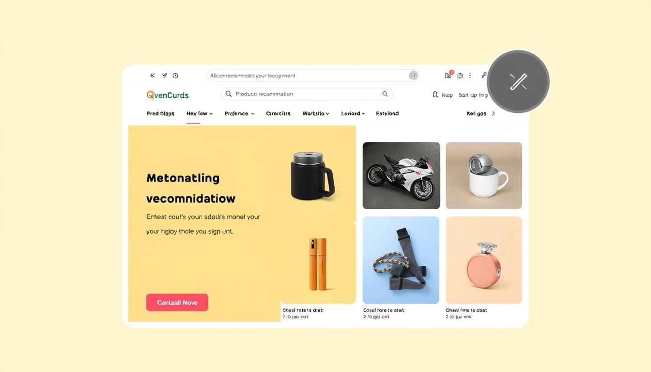 Generate an image of a personalized product recommendation on an e-commerce website.