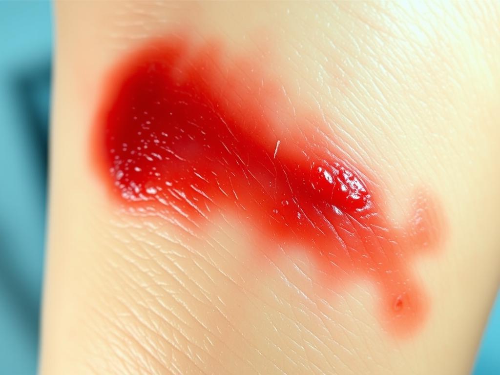 Thermal burn showing skin damage from heat exposure