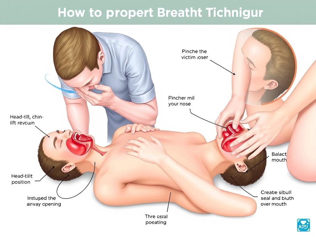 Demonstration of proper rescue breath technique during adult cardiopulmonary resuscitation
