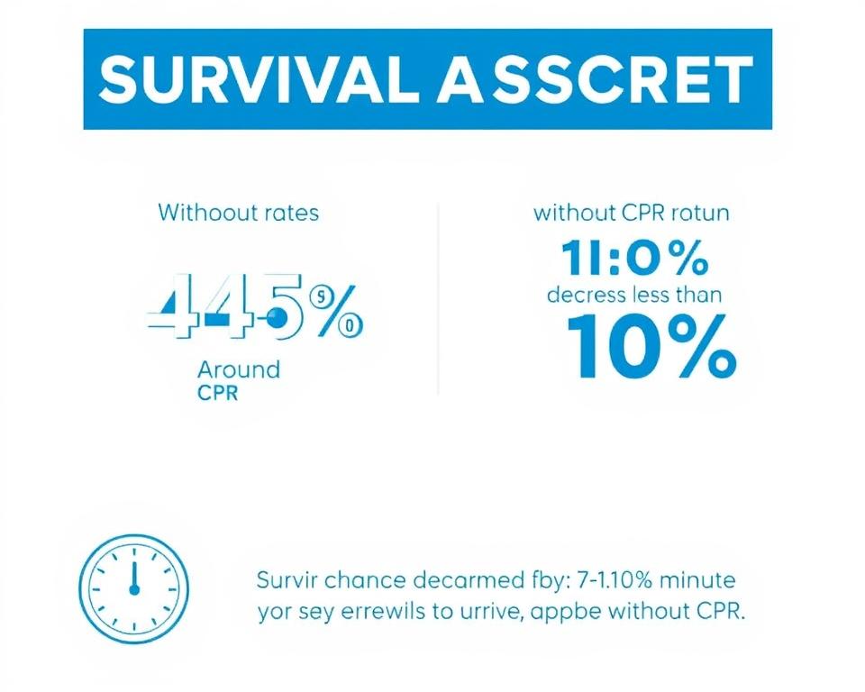 Infographic showing survival rates with and without immediate adult cardiopulmonary resuscitation after cardiac arrest