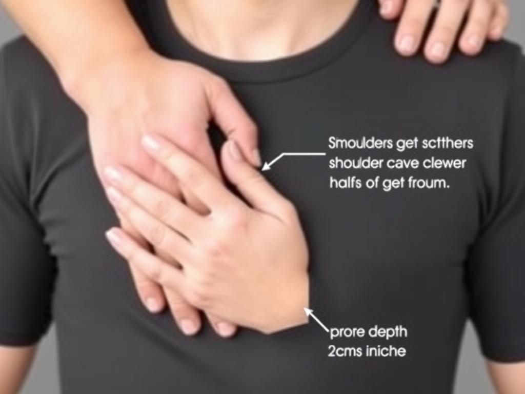 Proper hand placement and body position for effective adult cardiopulmonary resuscitation chest compressions