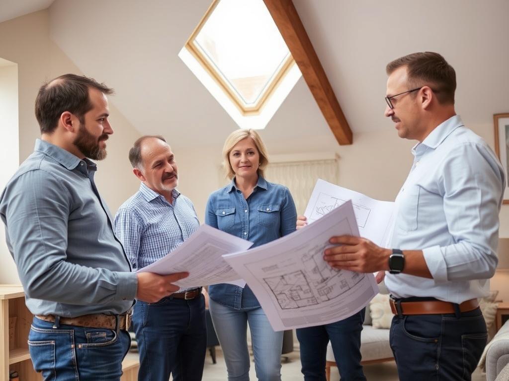 Local Oxford builders meeting with homeowners to discuss loft conversion plans