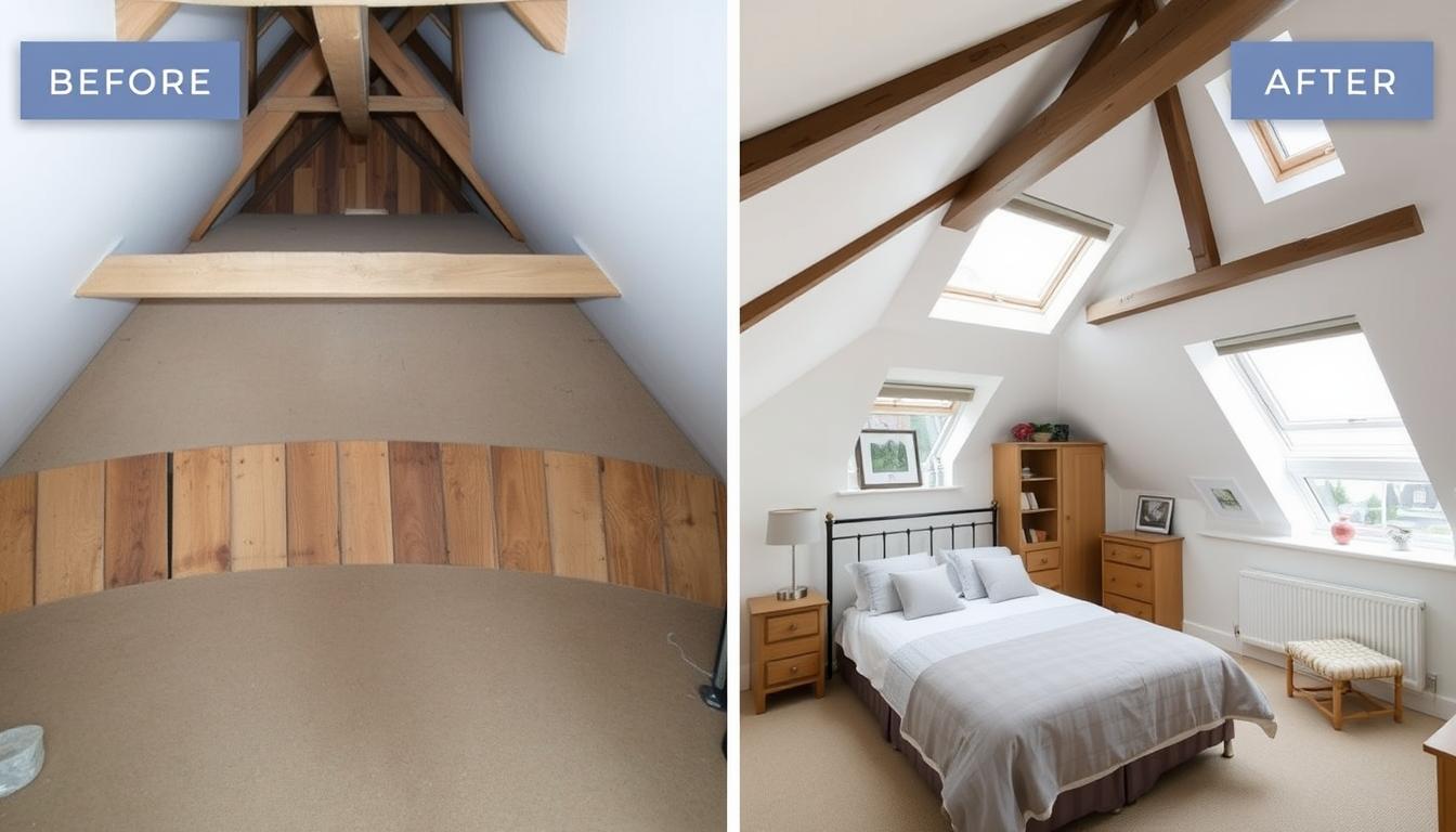 Before and after of an Oxford loft conversion project by local builders