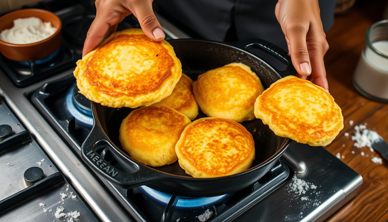 Homemade Hoe Cakes Cooking Process