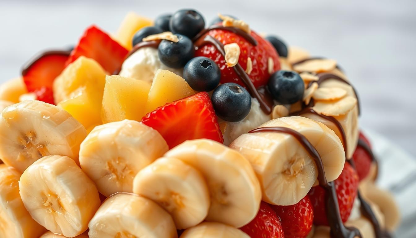 Fresh Fruit Layer Assembly for Banana Split Dessert