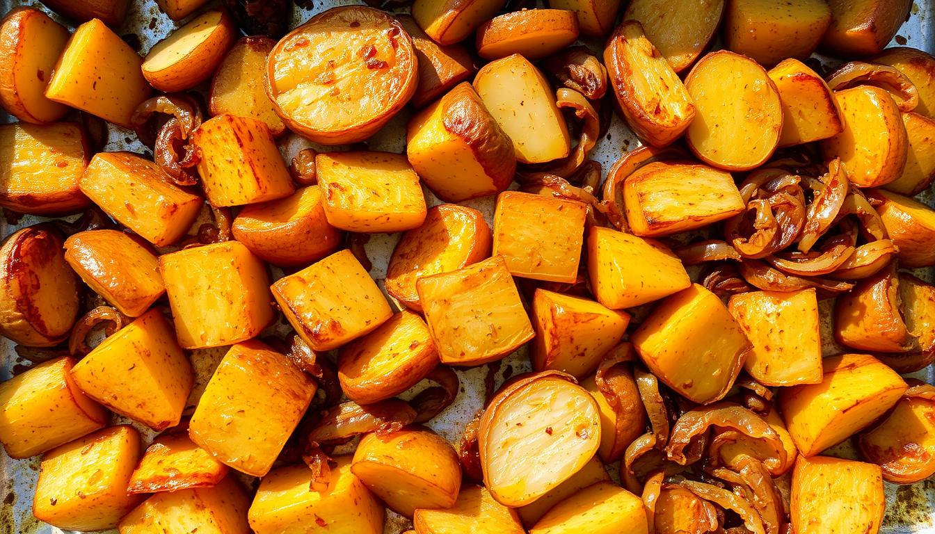 papas y cebollas al horno crujientes