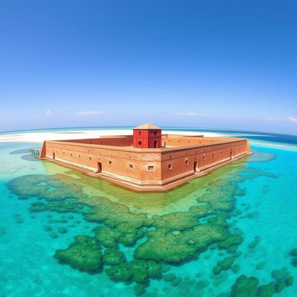 Dry Tortugas National Park fort and crystal clear waters