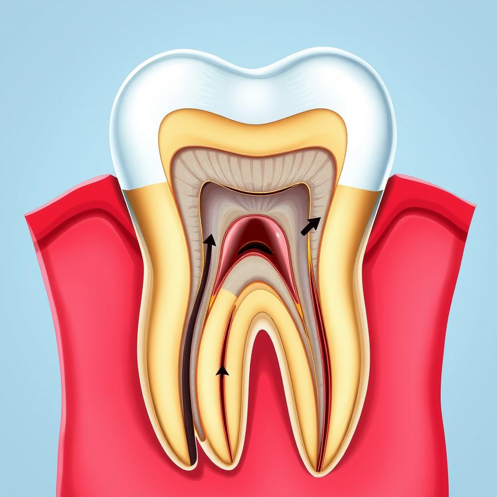 Cross-section diagram of tooth structure showing sensitivity in teeth