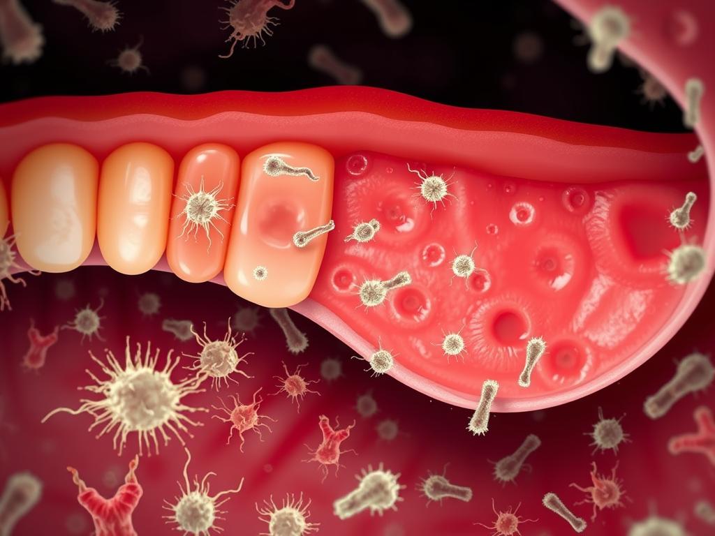 Microscopic view of oral bacteria causing halitosis