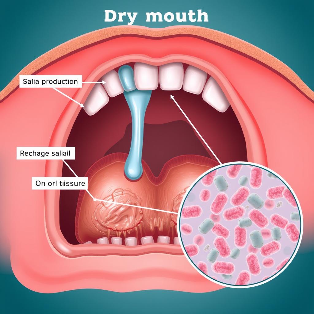 Illustration of dry mouth condition