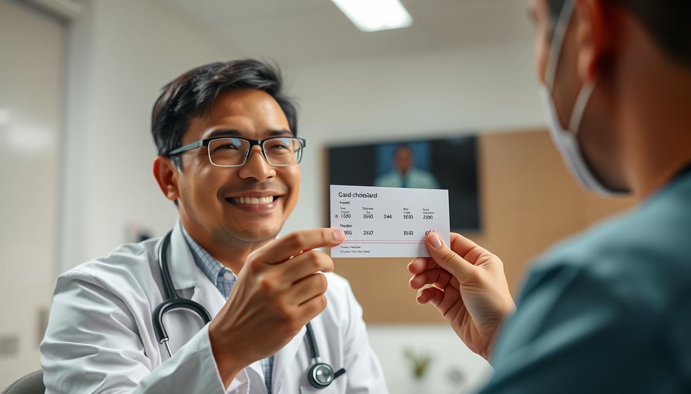 Pria usia 40 tahun dengan gaya hidup sehat untuk menjaga kolesterol normal