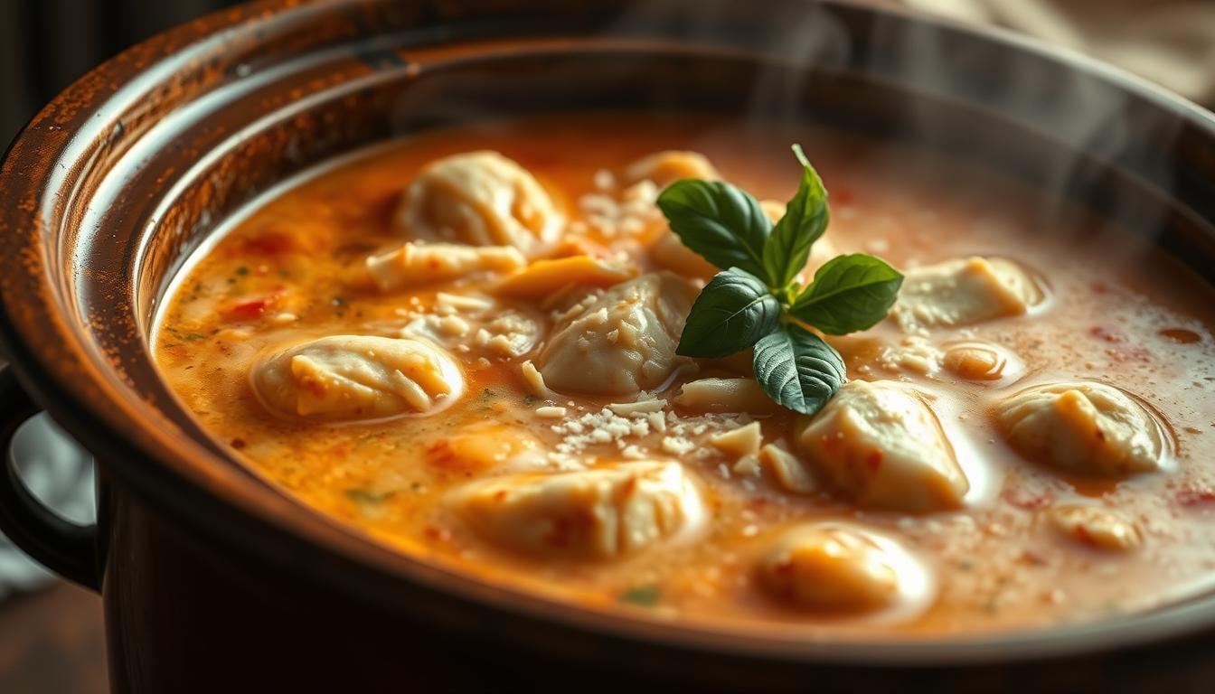 Creamy Chicken Parmesan Soup in Crock Pot