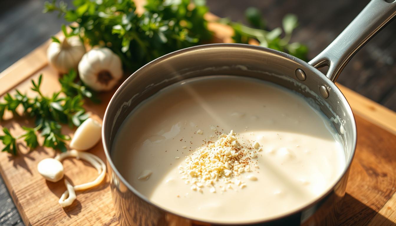 Homemade Alfredo Sauce Preparation