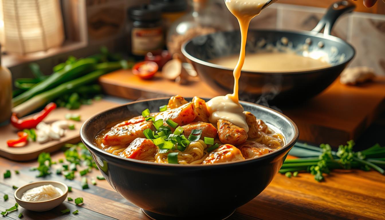 Fiery Chicken Ramen Preparation
