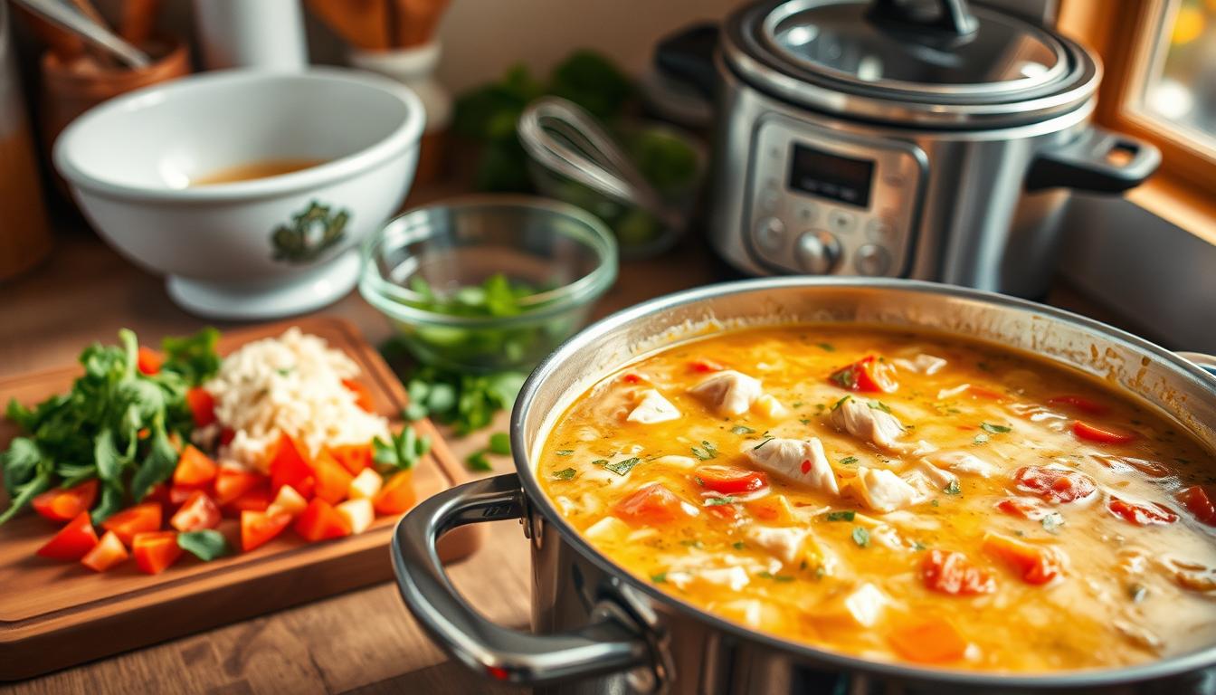 Creamy Chicken Parmesan Soup Preparation