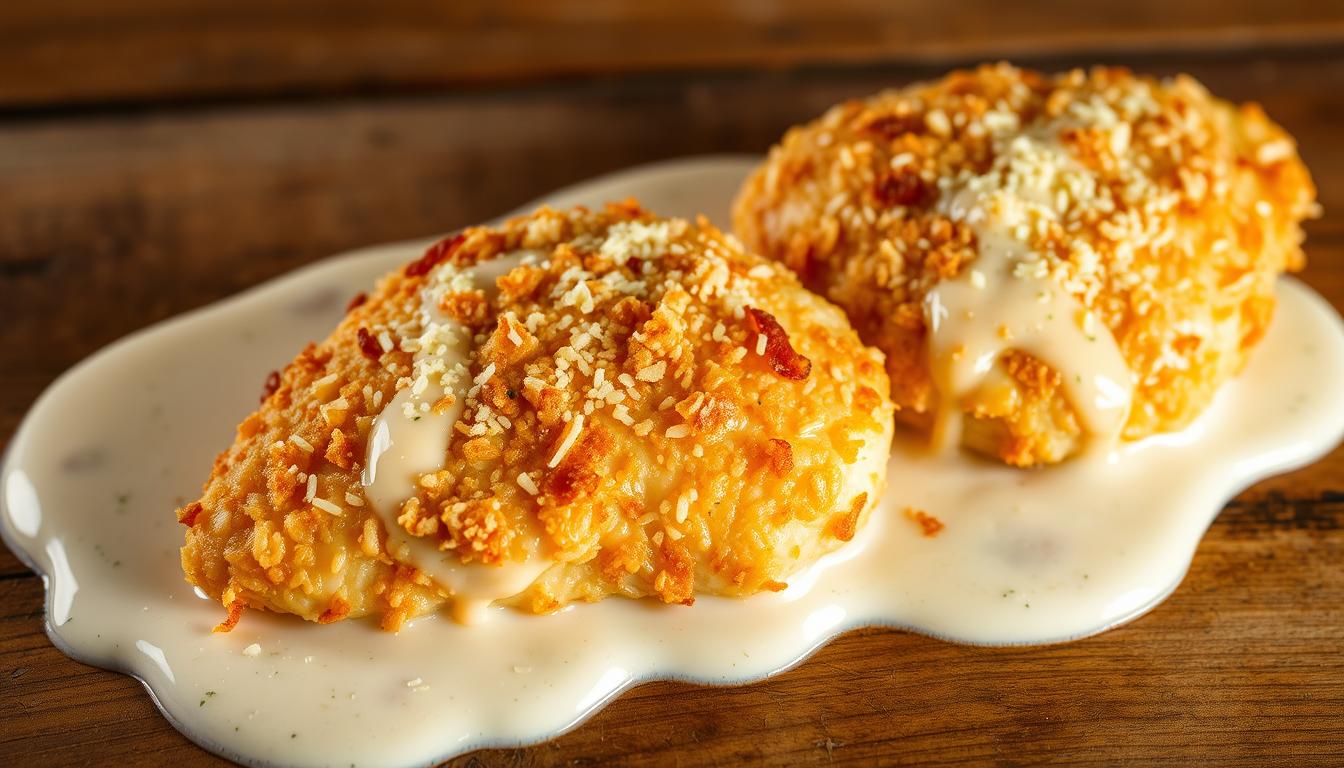 Crispy Parmesan Chicken with Garlic Sauce