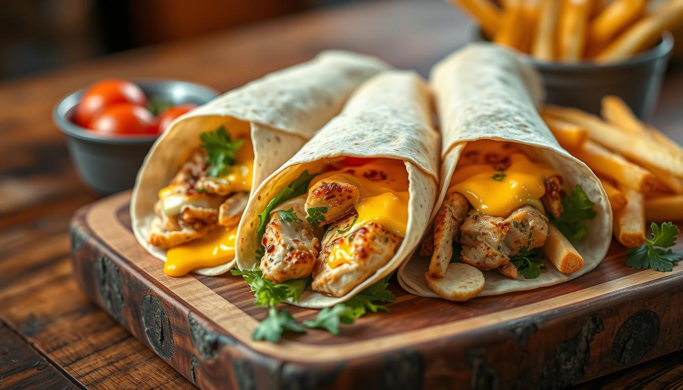 Cheesy Garlic Chicken Wraps Meal