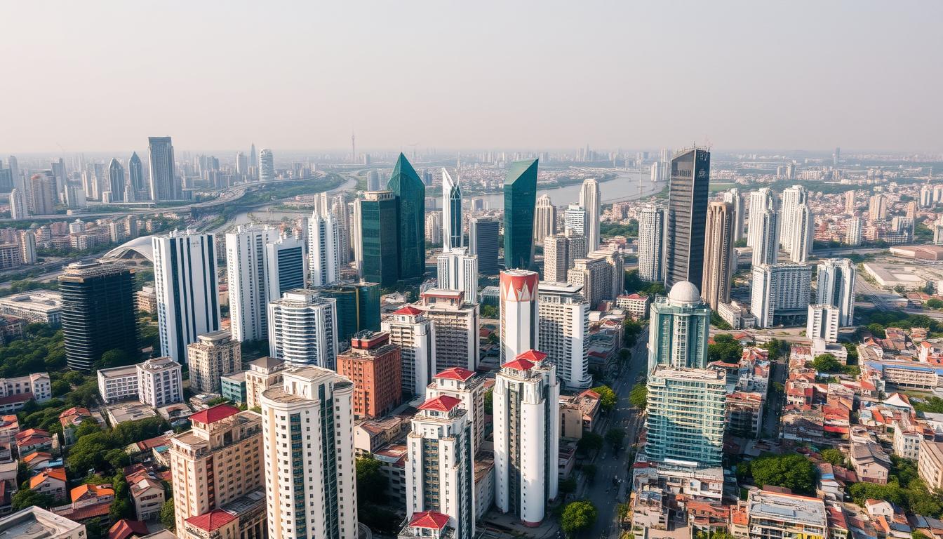 Bất động sản Hà Nội với các tòa nhà cao tầng hiện đại và cơ sở hạ tầng mới