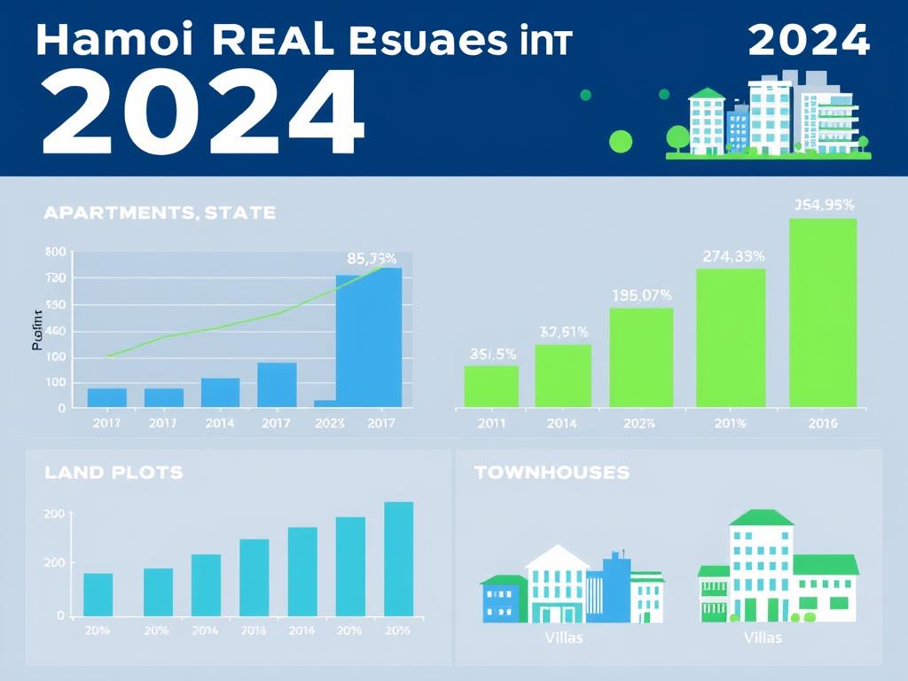 Biểu đồ biến động giá bất động sản Hà Nội theo các phân khúc năm 2024
