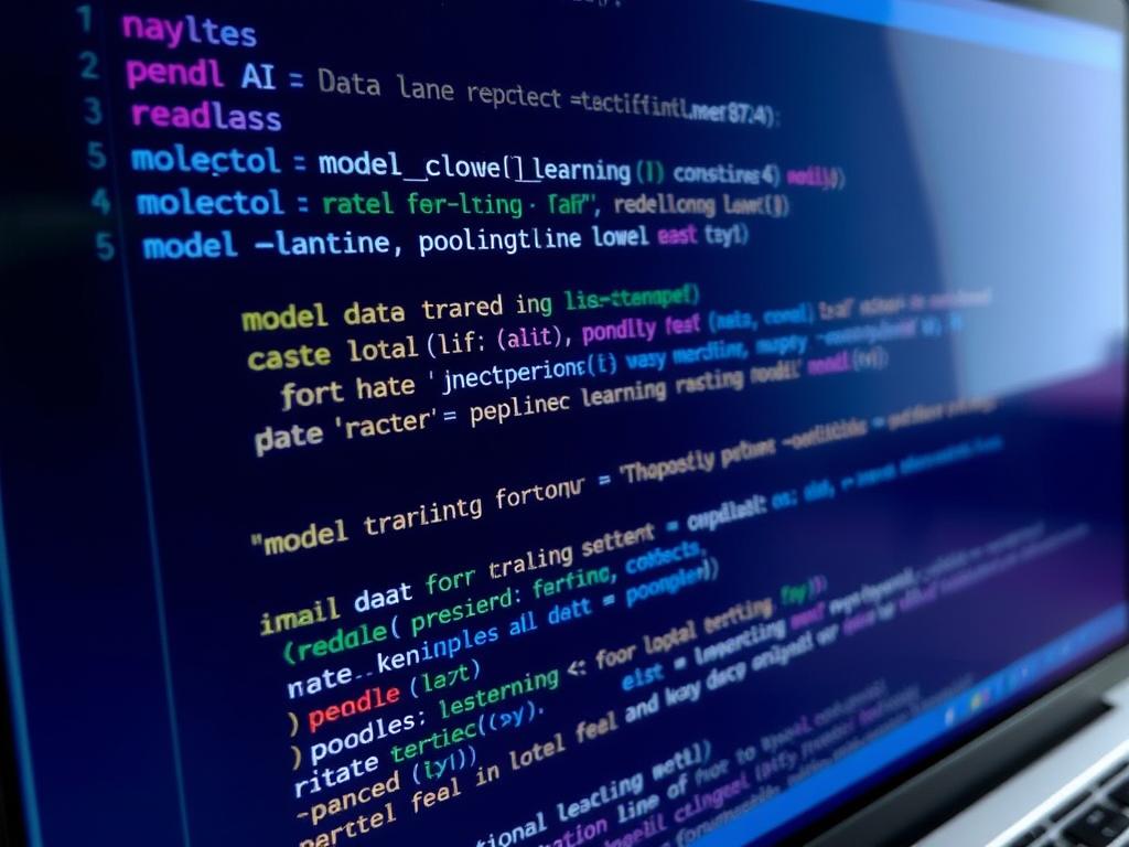Mã nguồn Python dành cho AI hiển thị trên màn hình máy tính