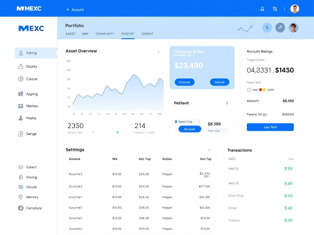 MEXC account dashboard showing portfolio overview and account settings
