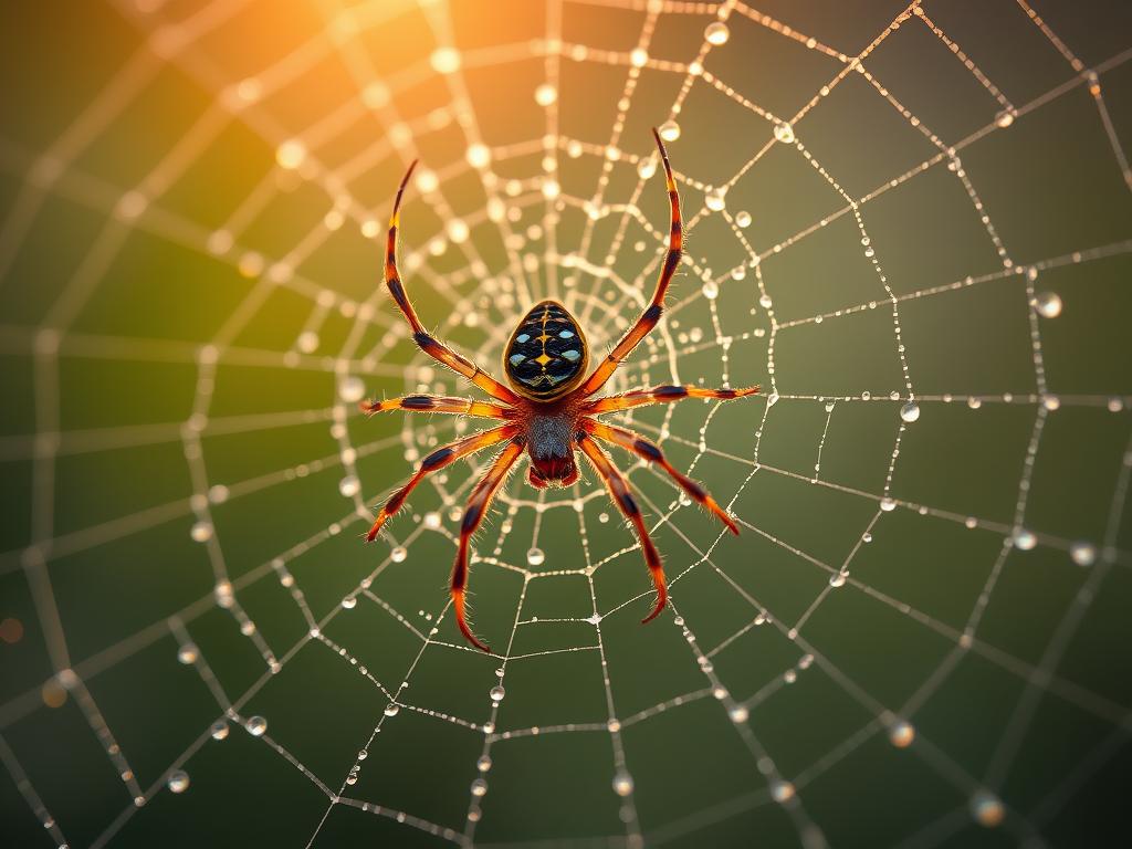 Spider spirit animal on intricate web, symbolizing creativity and patience