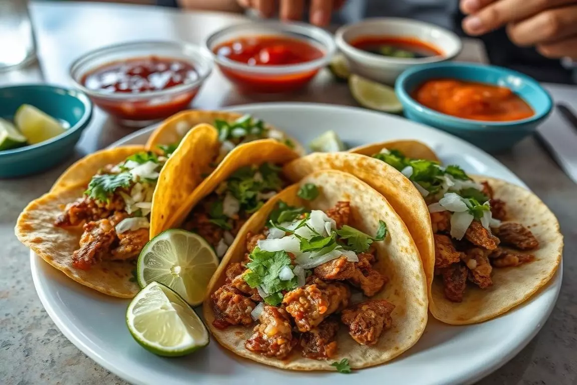 Street food tacos at a local taqueria in Tulum