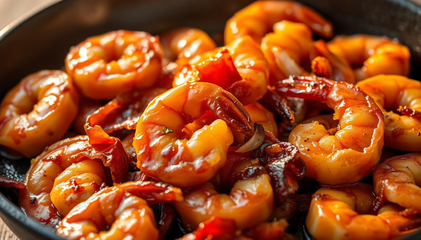 Apricot BBQ Glazed Shrimp and Bacon Recipe