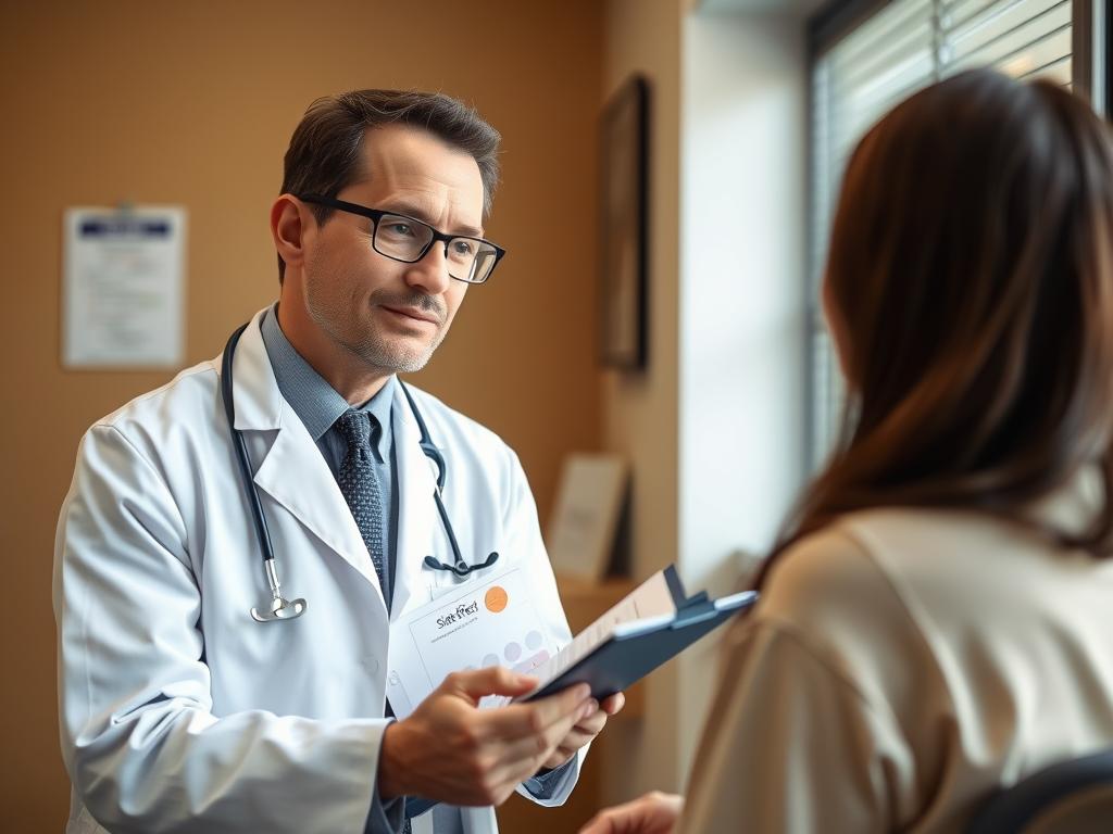 Healthcare provider discussing Cymbalta side effects with patient