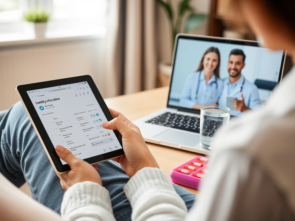 Person reviewing Seroquel medication information and consulting with healthcare provider online
